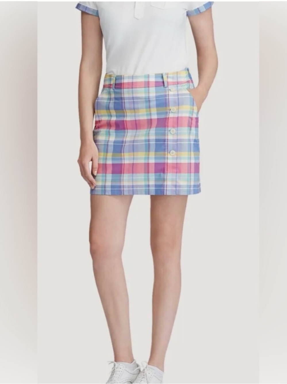 Ralph Lauren Polo Golf Madras Plaid Skort with Built-In Shorts, Women's 6